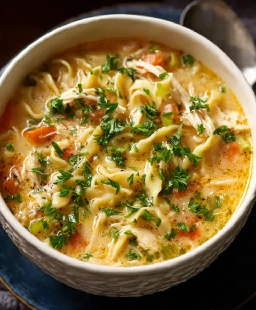 Creamy Crack Chicken Noodle Soup - Easy Recipe