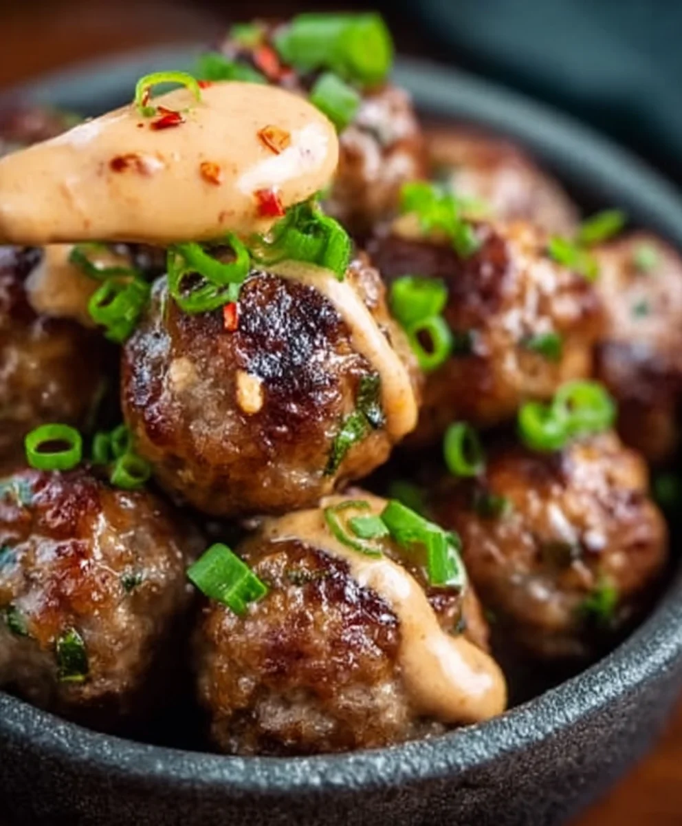Korean BBQ Beef Meatballs Spicy Mayo Dip Easy Recipe