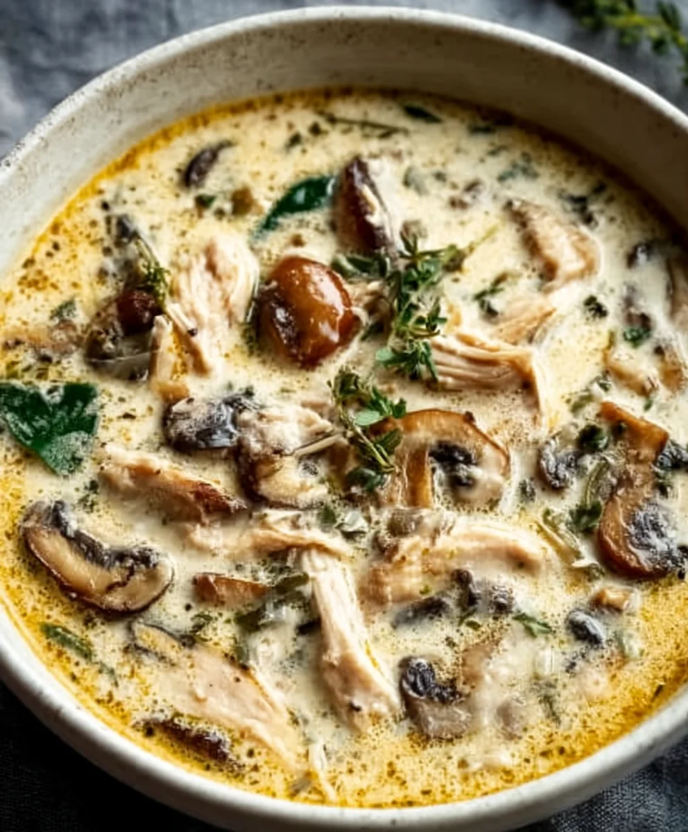 Easy Rotisserie Chicken Mushroom Soup-Hearty & Delicious