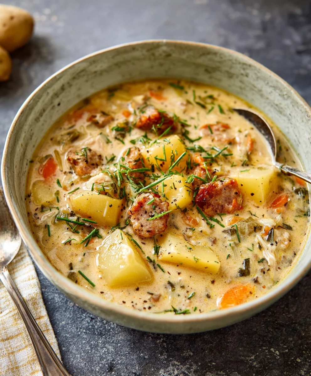 Hearty Beef Sausage Potato Chowder Recipe- Easy Dinner