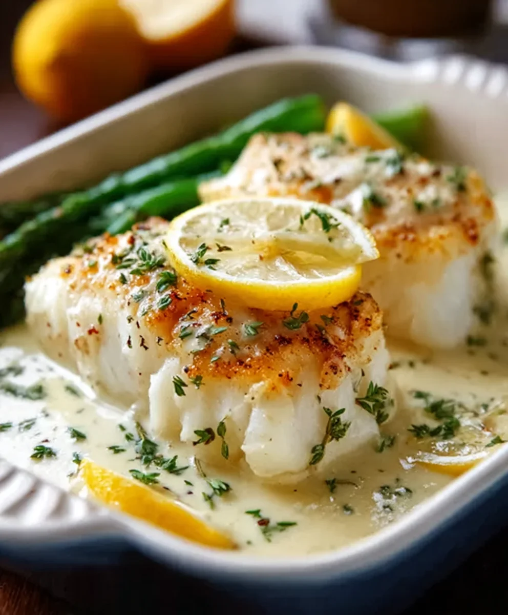 Easy Baked Cod Coconut Lemon Cream Sauce Recipe
