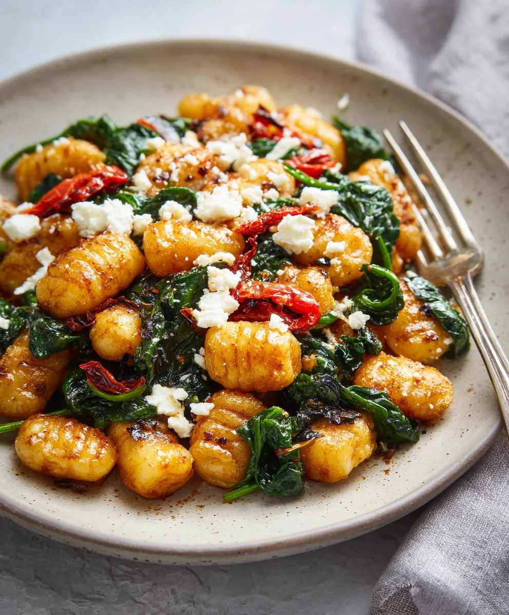 Crispy Gnocchi Spinach Feta Easy Recipe
