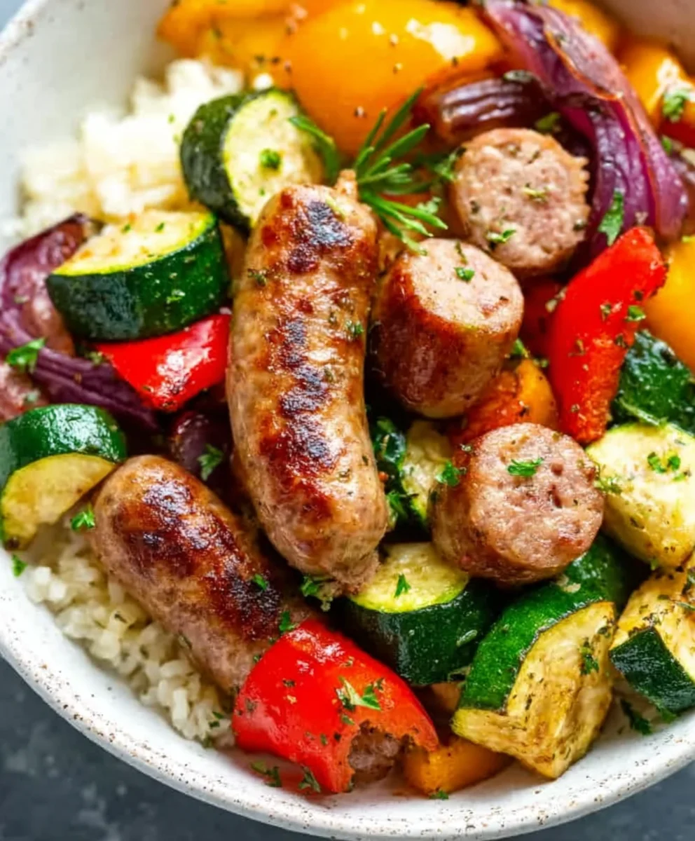 Air Fryer Chicken Sausage and Veggies - Fast Meal