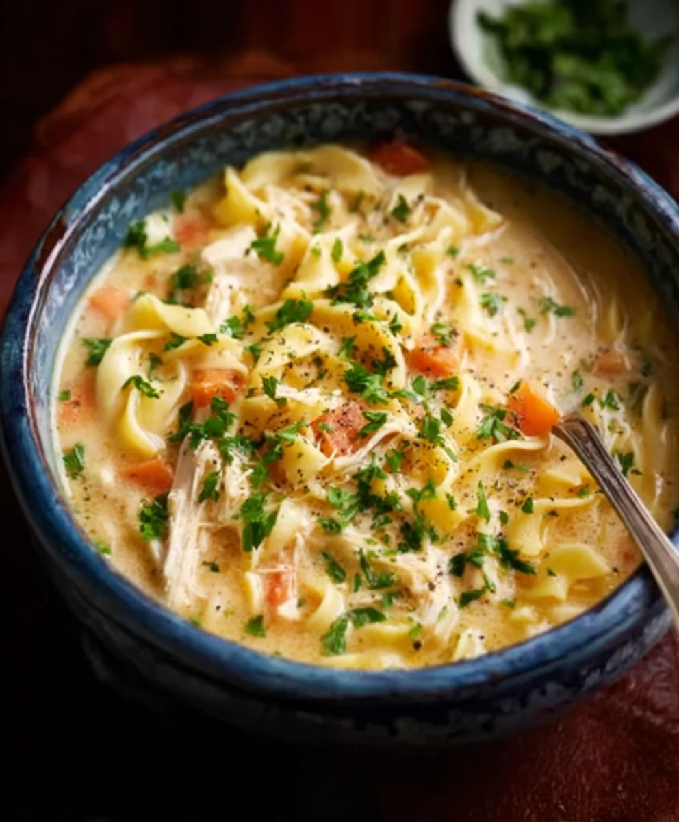 Creamy Crack Chicken Noodle Soup - Easy Recipe