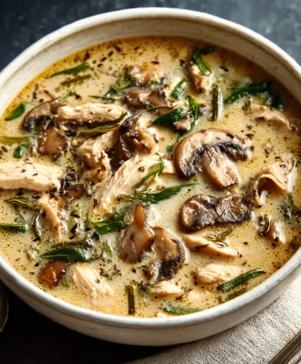 Easy Rotisserie Chicken Mushroom Soup-Hearty & Delicious