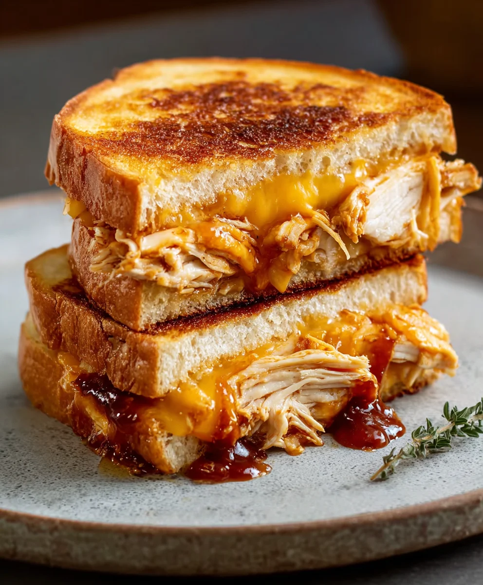 Grilled BBQ Chicken Cheese Sandwich - Easy Recipe