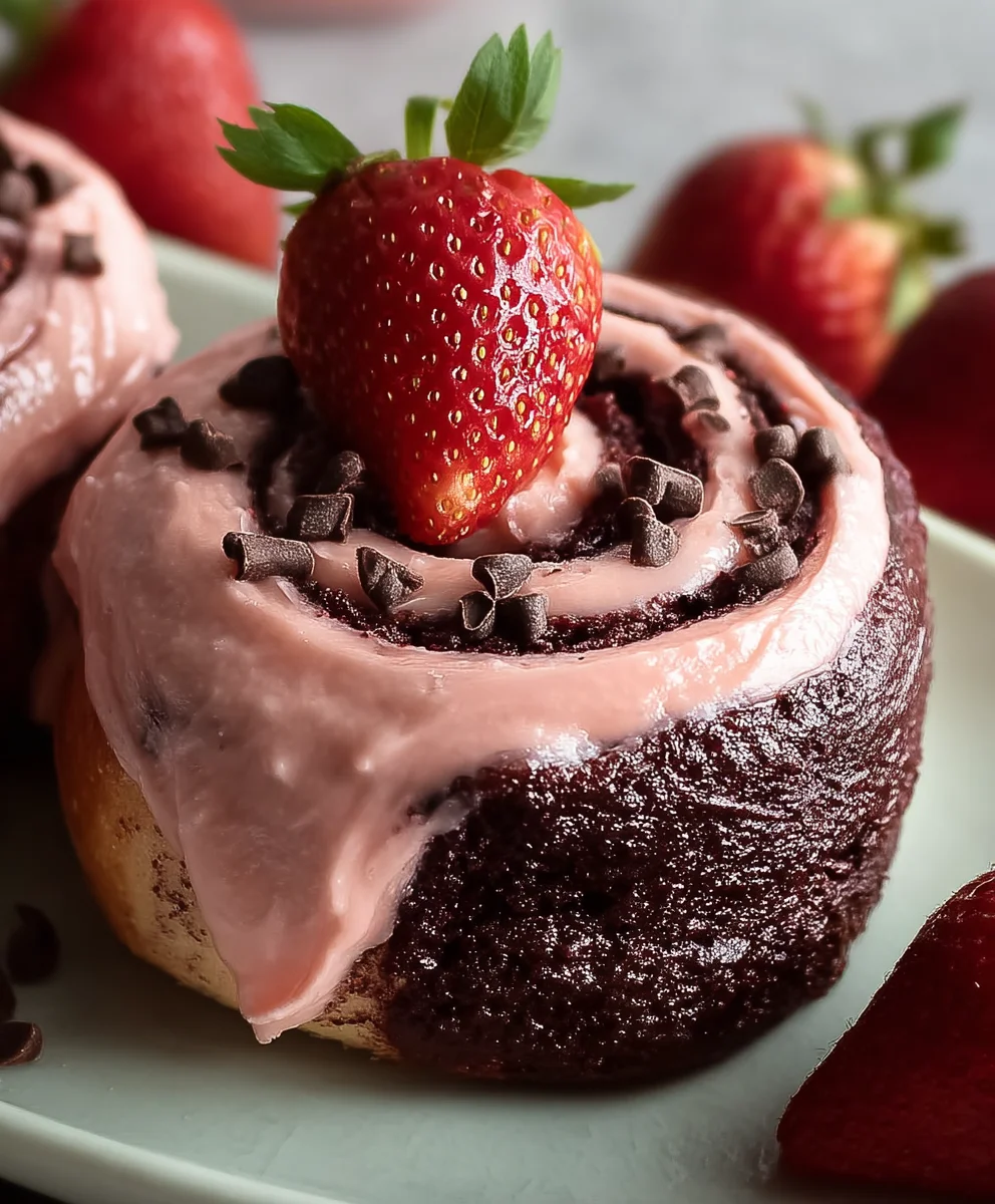 Decadent Chocolate Rolls Strawberry Cream Cheese Frosting