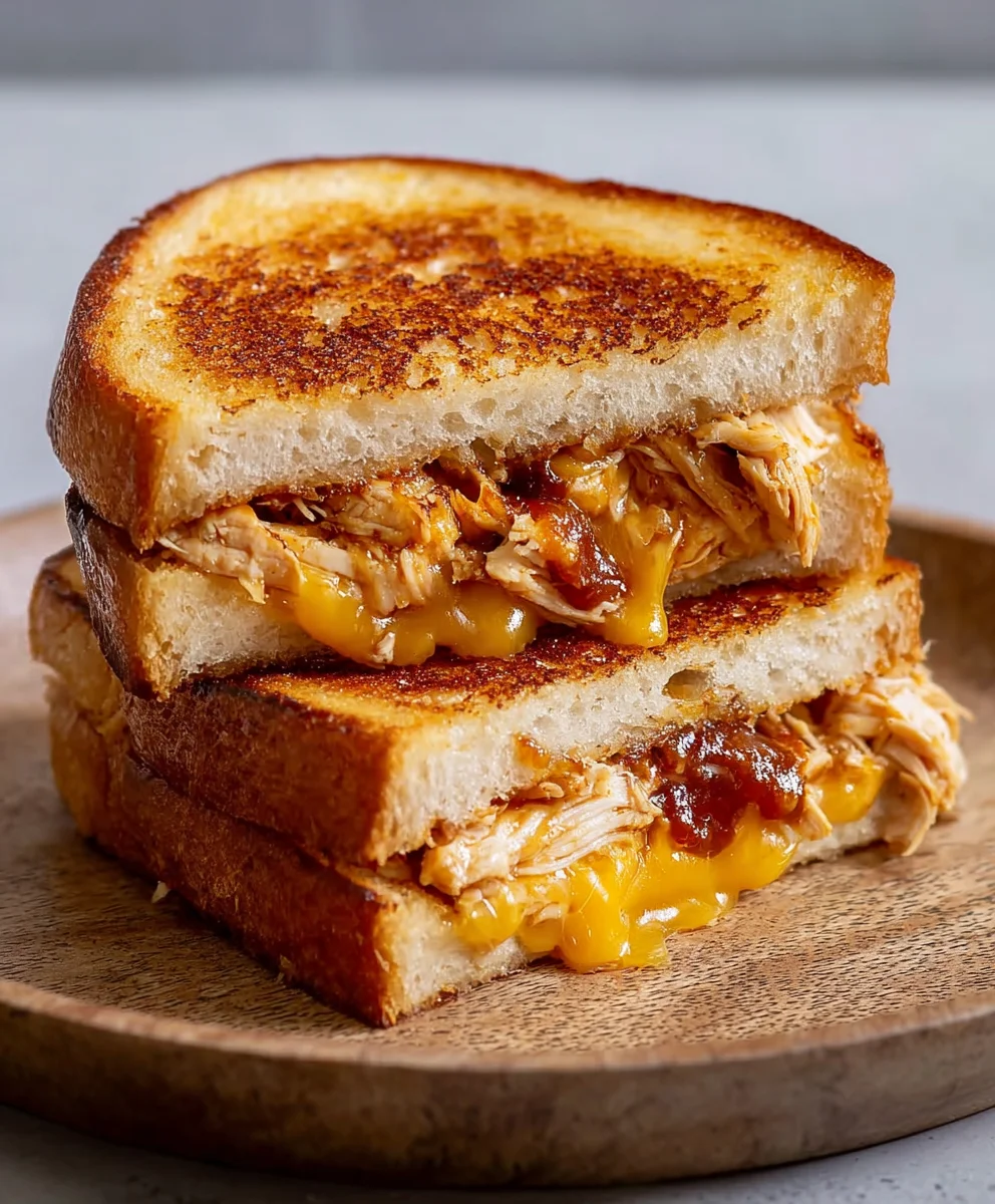 Grilled BBQ Chicken Cheese Sandwich - Easy Recipe