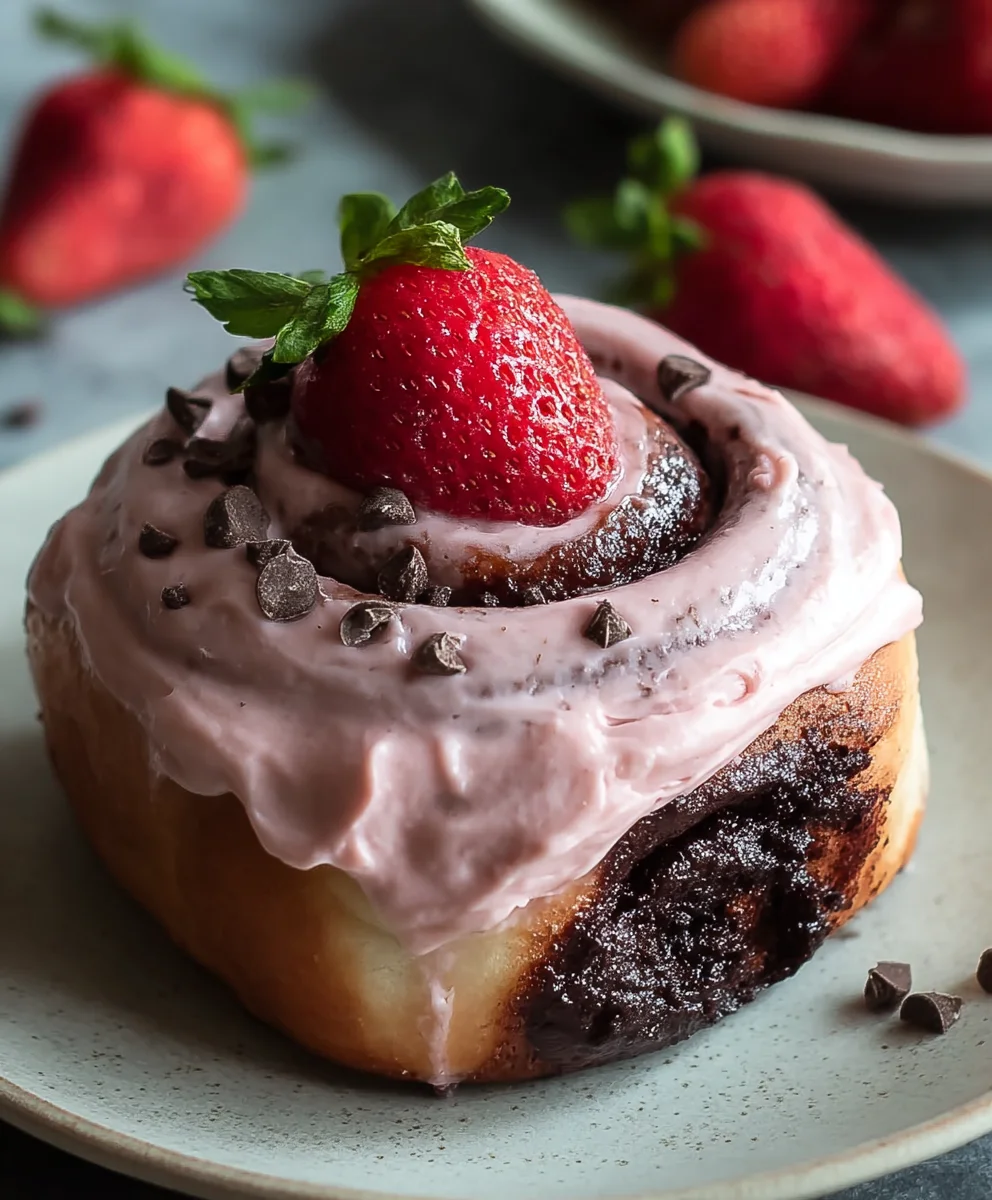 Decadent Chocolate Rolls Strawberry Cream Cheese Frosting