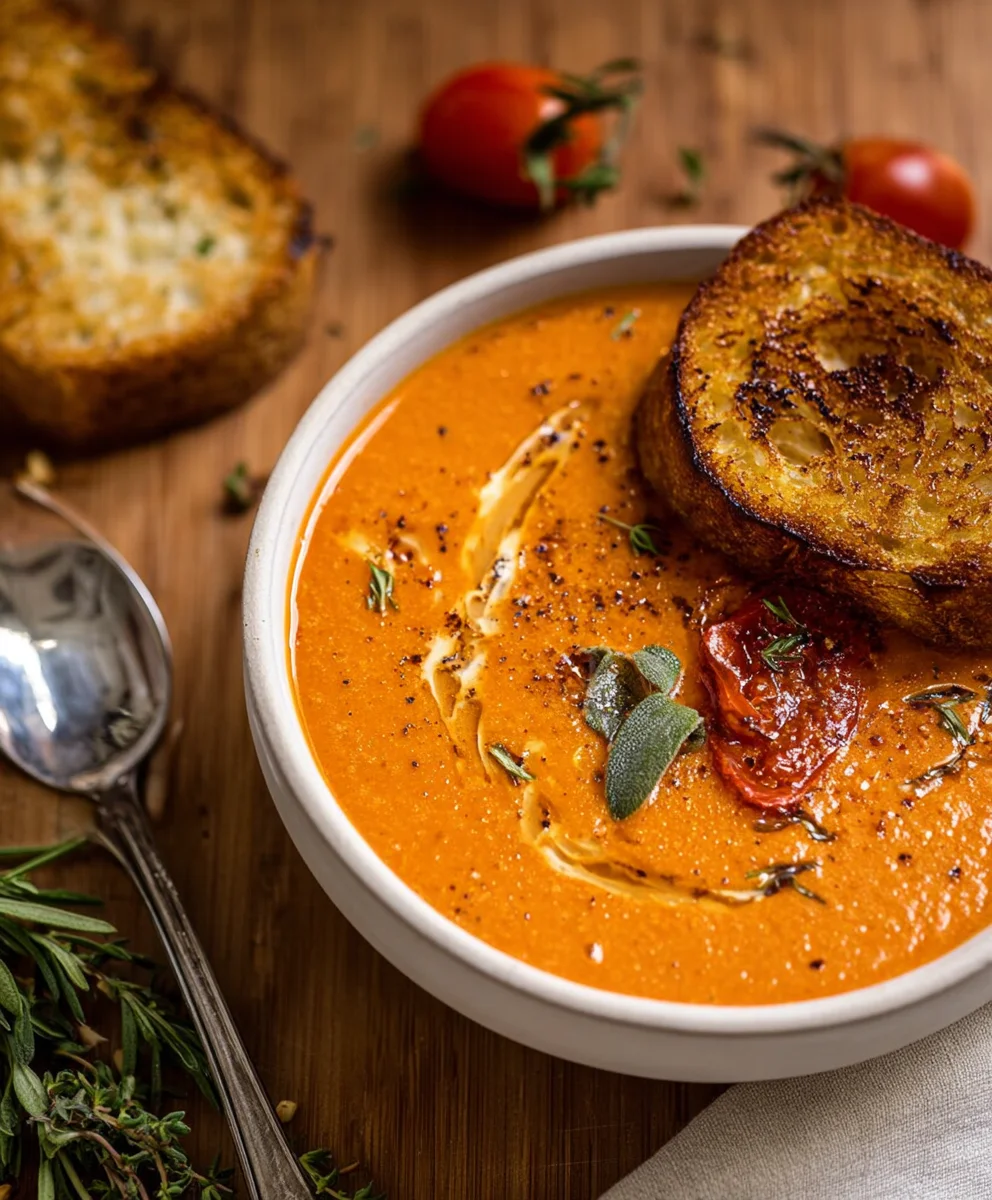Creamy Roasted Garlic Tomato Soup-Easy Comfort Food