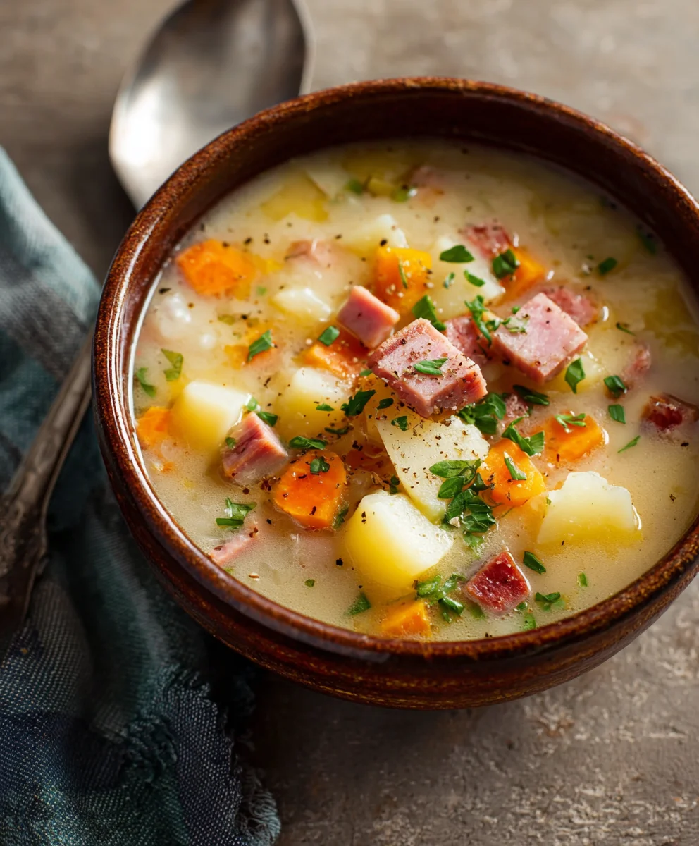 Slow Cooker Beef Beef Ham Potato Soup - Easy Dinner