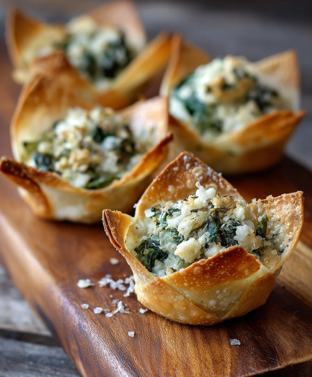 Spinach Artichoke Wonton Cups-Easy Appetizer Recipe