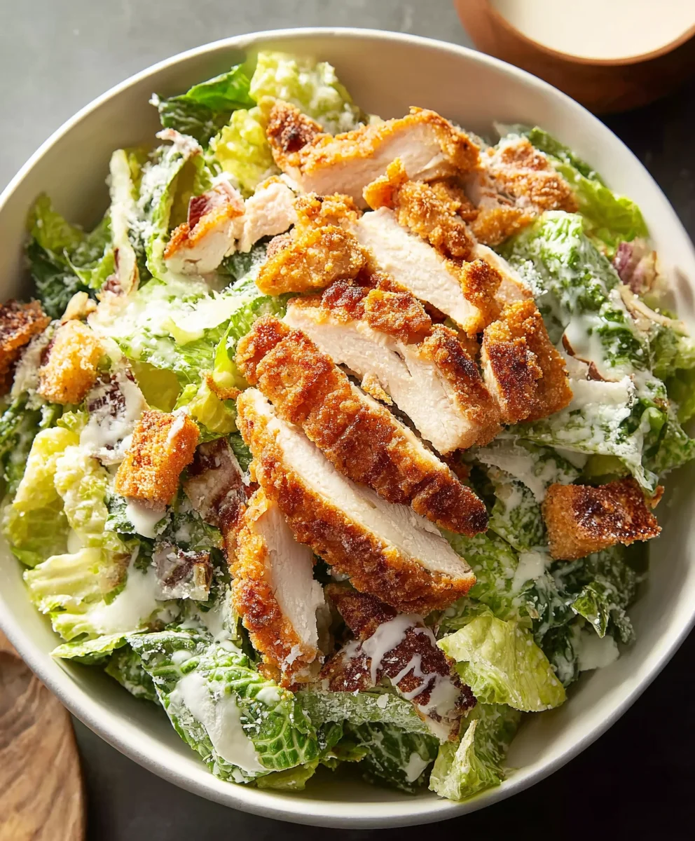 Crispy Chicken Caesar Salad- Best Ever Recipe
