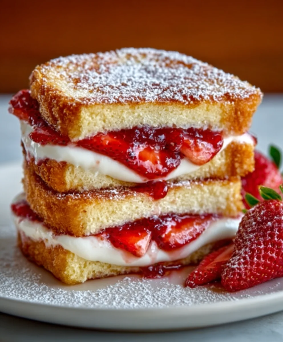 Fried Strawberry Cheesecake Sandwiches-Sweet Dessert