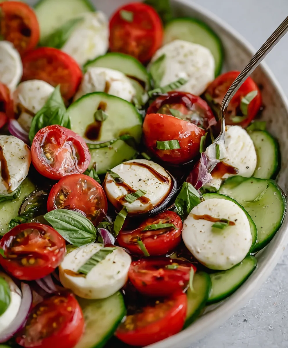 Cucumber Caprese Salad- Fresh Easy Recipe
