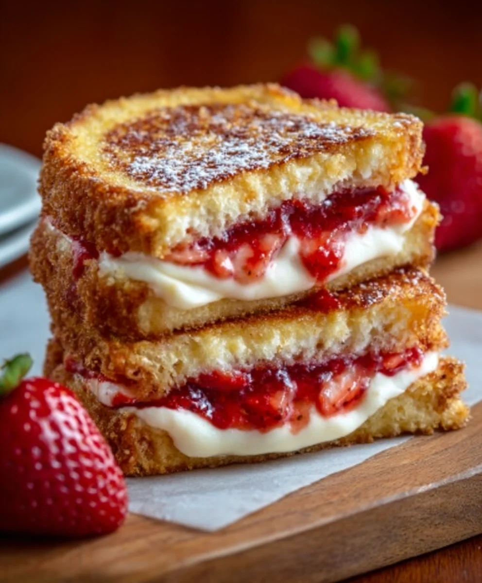 Fried Strawberry Cheesecake Sandwiches-Sweet Dessert