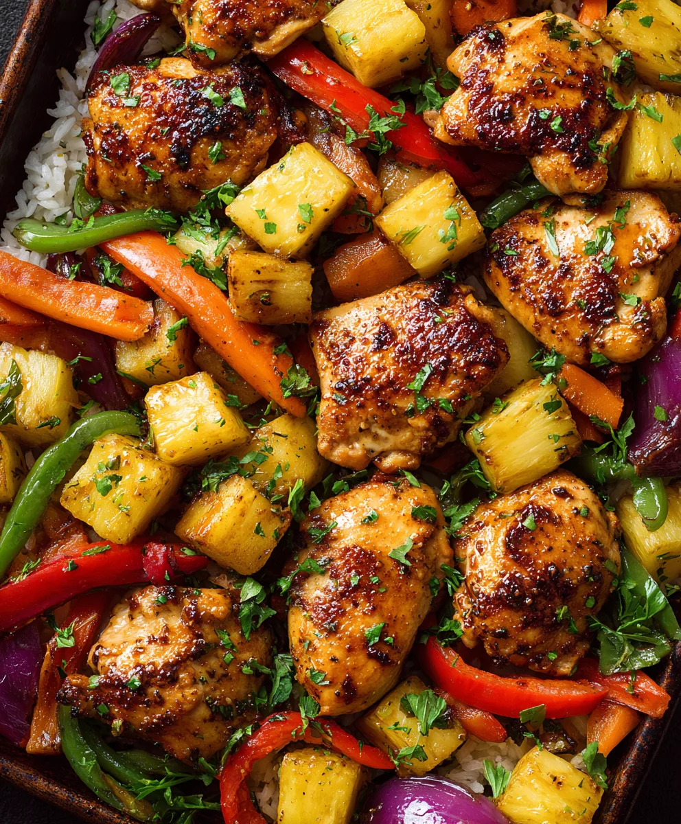 Easy Hawaiian Chicken Sheet Pan Dinner - Quick Meal