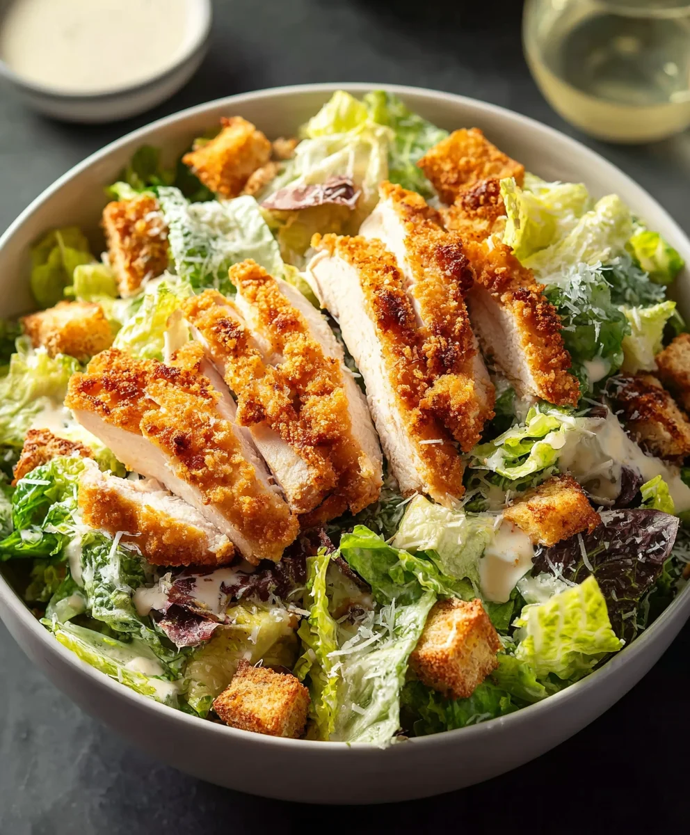 Crispy Chicken Caesar Salad- Best Ever Recipe