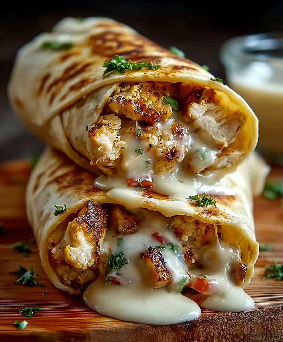 Cheesy Garlic Chicken Wraps Quick Dinner Recipe