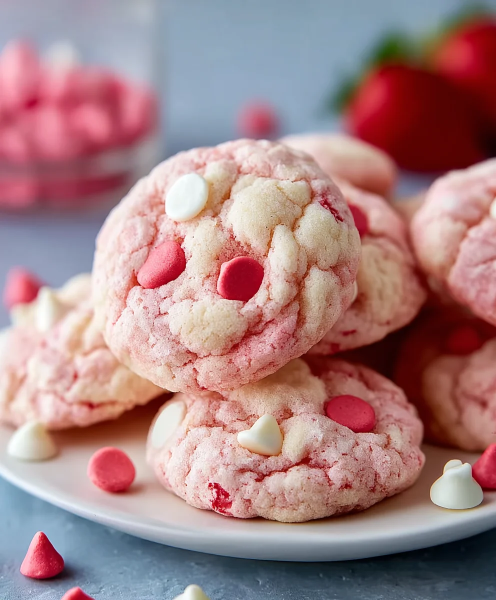 Easy Strawberry Cake Mix Cookies-Quick Dessert Idea