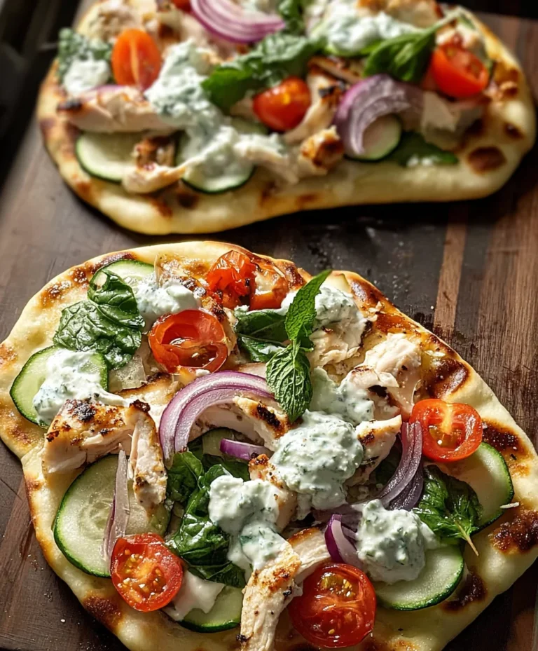 Tzatziki Chicken Naan Pizza-Easy Veggie Dinner