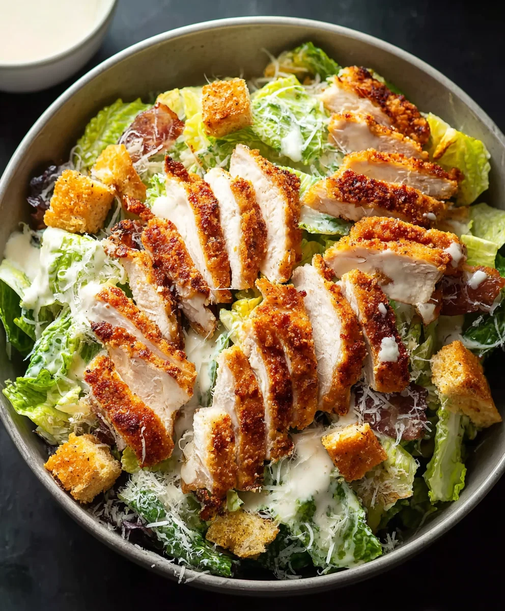 Extra Crispy Chicken Caesar Salad- Best Recipe