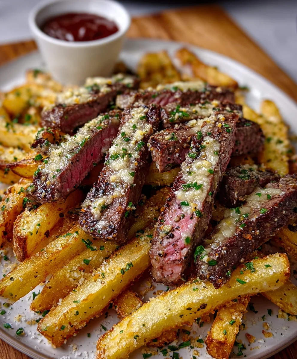 Garlic Parmesan Beef Steak Fries- Crispy & Flavorful