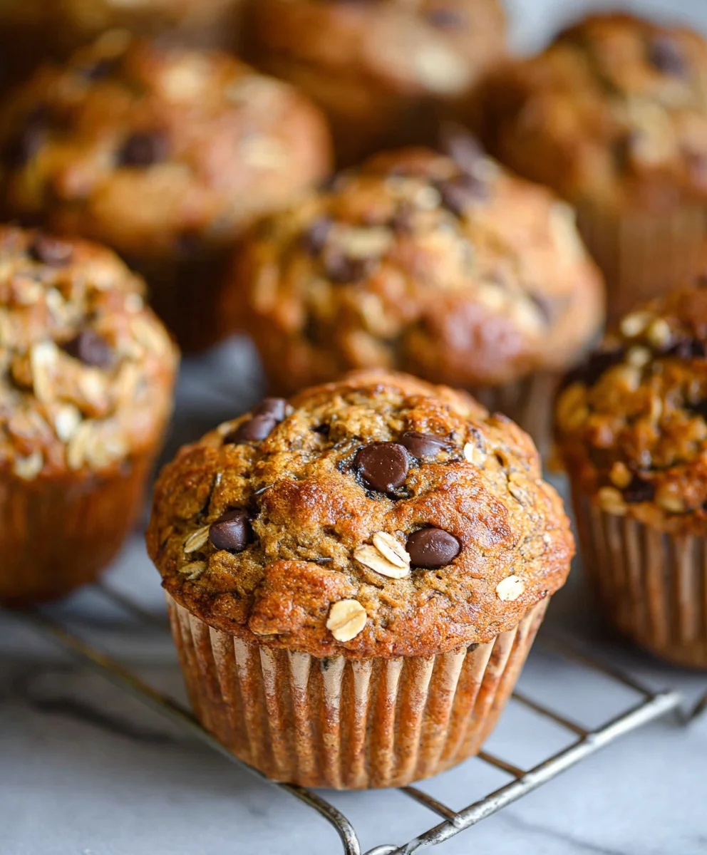 Healthy Banana Oatmeal Muffins-Chocolate Chip Delight