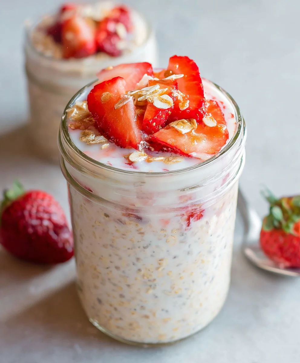 Strawberry Cheesecake Overnight Oats Recipe - Easy Breakfast