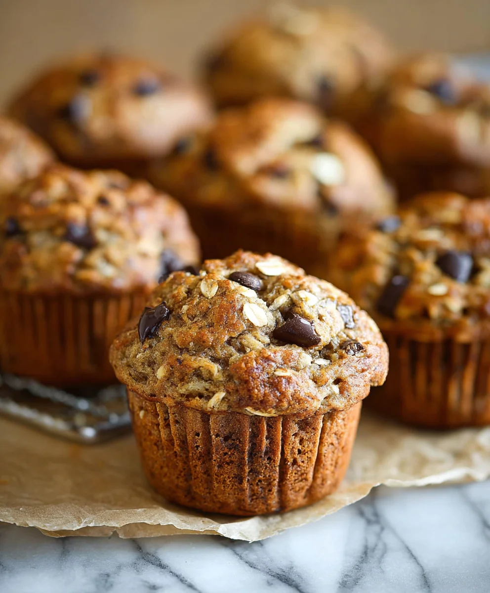 Healthy Banana Oatmeal Muffins-Chocolate Chip Delight