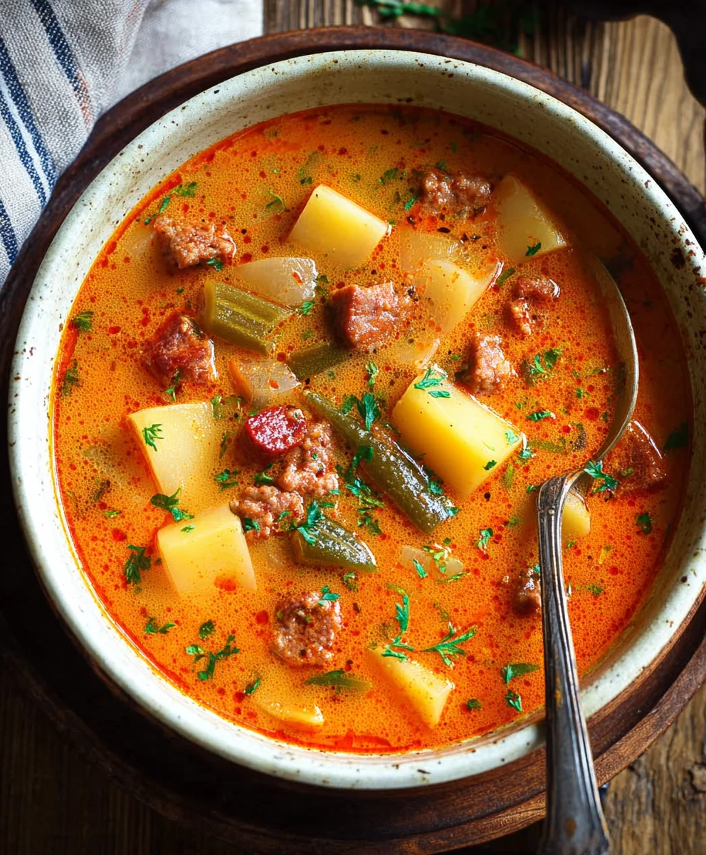 Spicy Beef Beef Chorizo Potato Soup - Hearty Spanish Dish