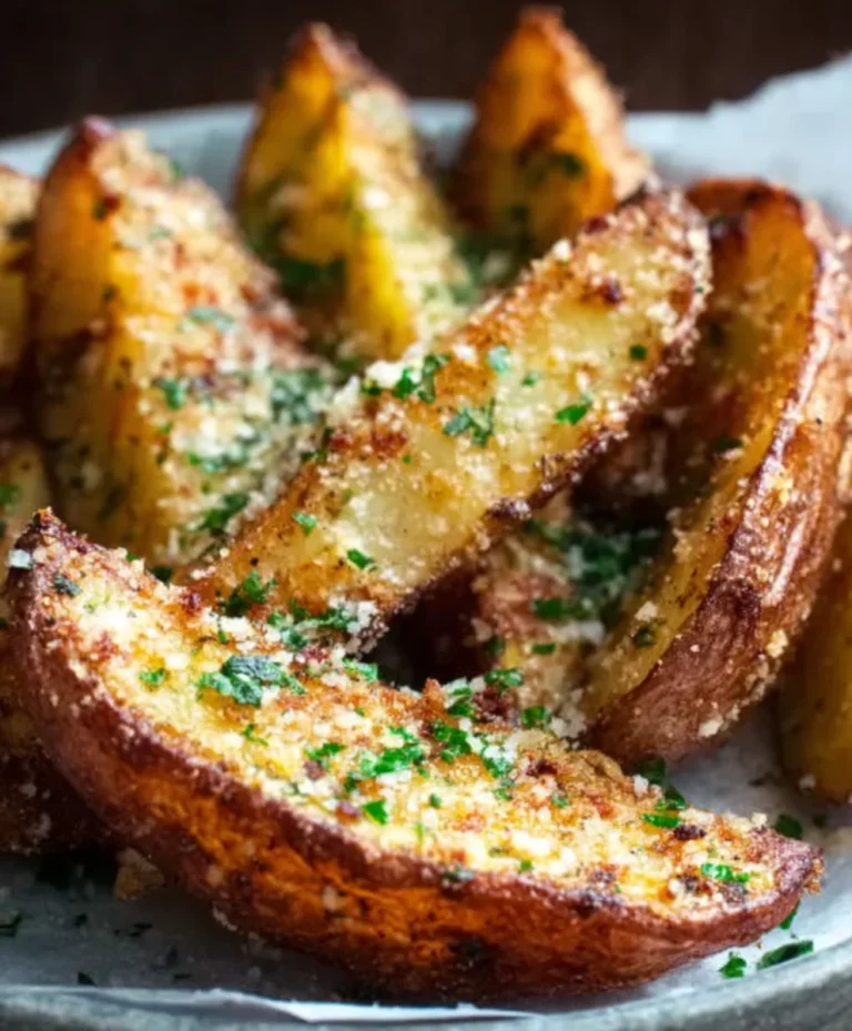 Crispy Baked Garlic Parmesan Potato Wedges