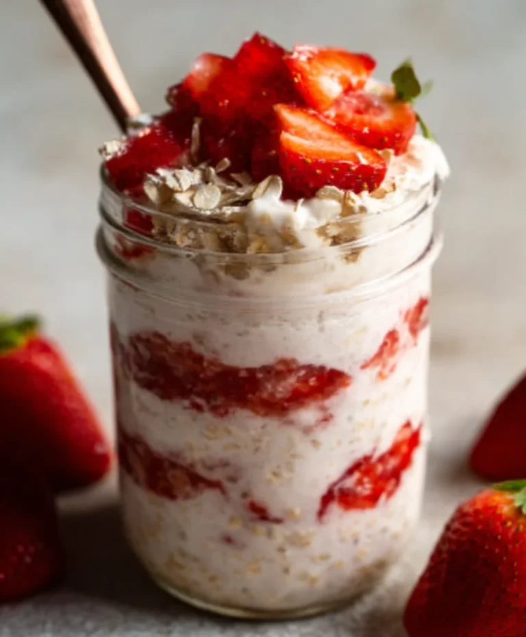 Strawberry Cheesecake Overnight Oats-Easy Recipe