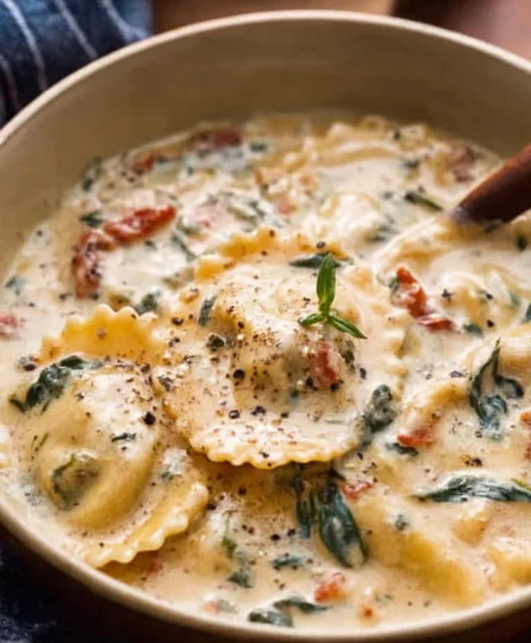 Creamy Tuscan Beef Ravioli Soup-Ultimate Comfort Dish