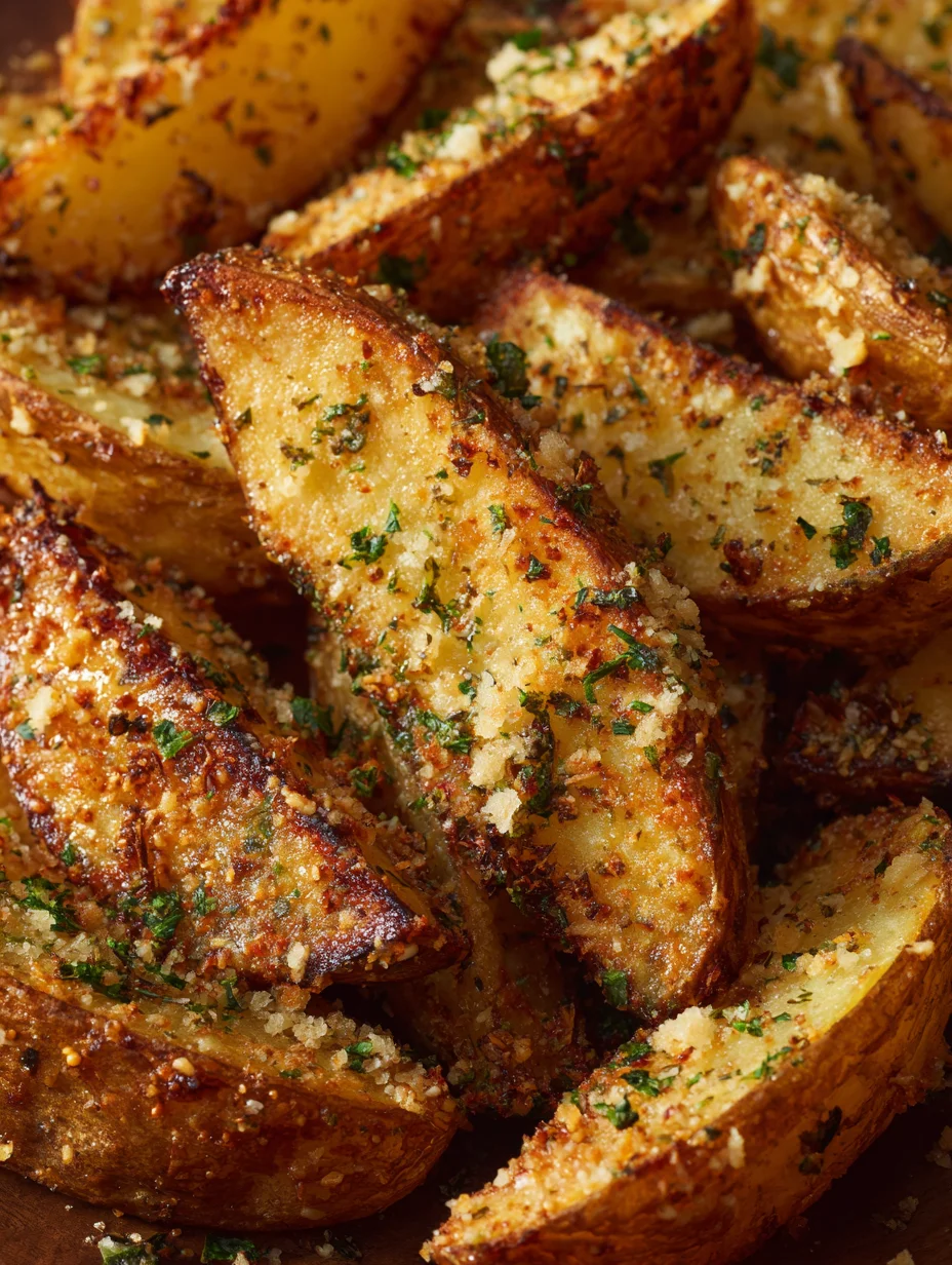 Crispy Baked Garlic Parmesan Potato Wedges