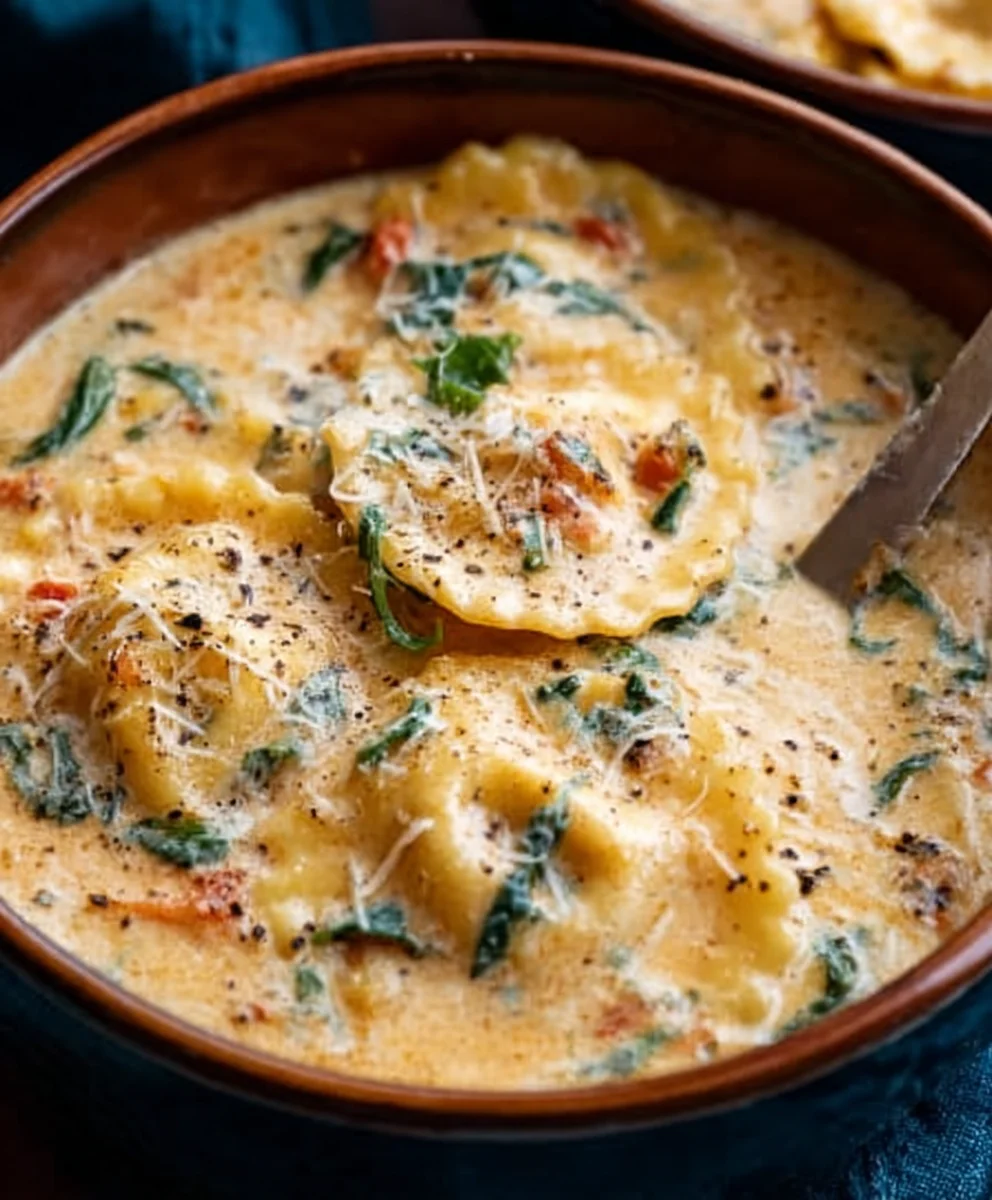 Creamy Tuscan Beef Ravioli Soup-Ultimate Comfort Dish