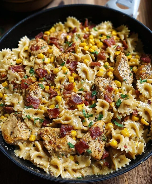 Creamy Chicken and Corn Pasta with Beef Beef Bacon