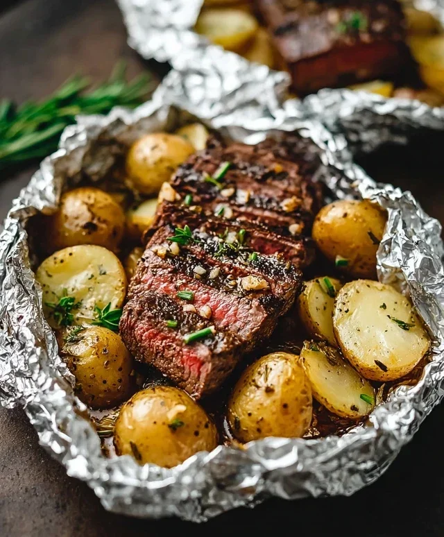 Garlic Steak & Potato Foil Packs