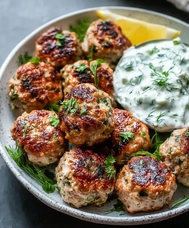 Greek Turkey Meatballs with Tzatziki