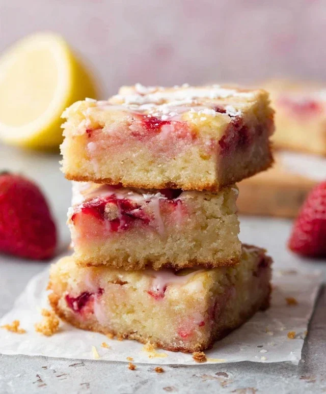Strawberry Lemon Blondies