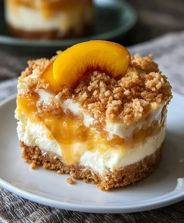 Stuffed Peach Cobbler Mini Cheesecake