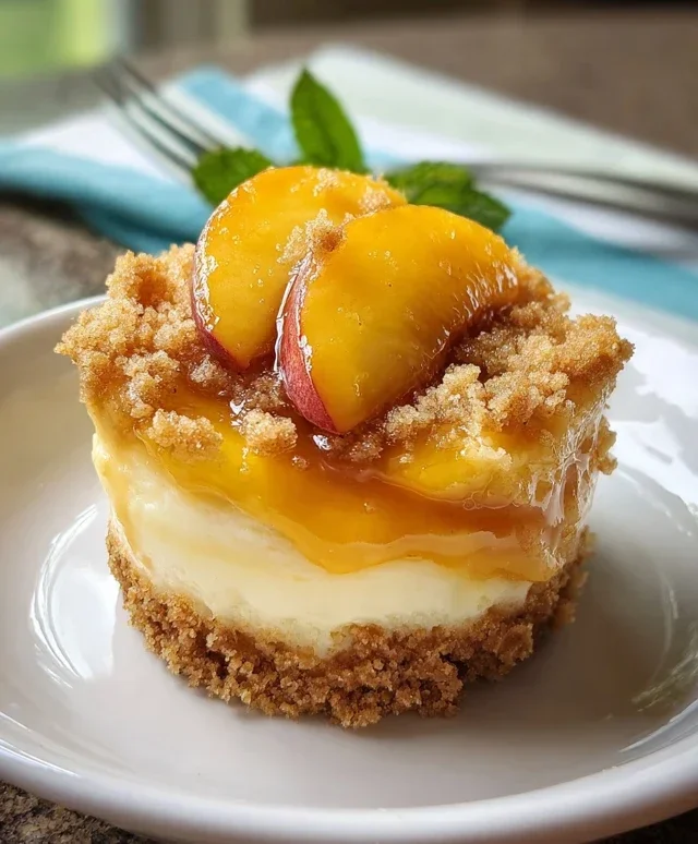 Stuffed Peach Cobbler Mini Cheesecake