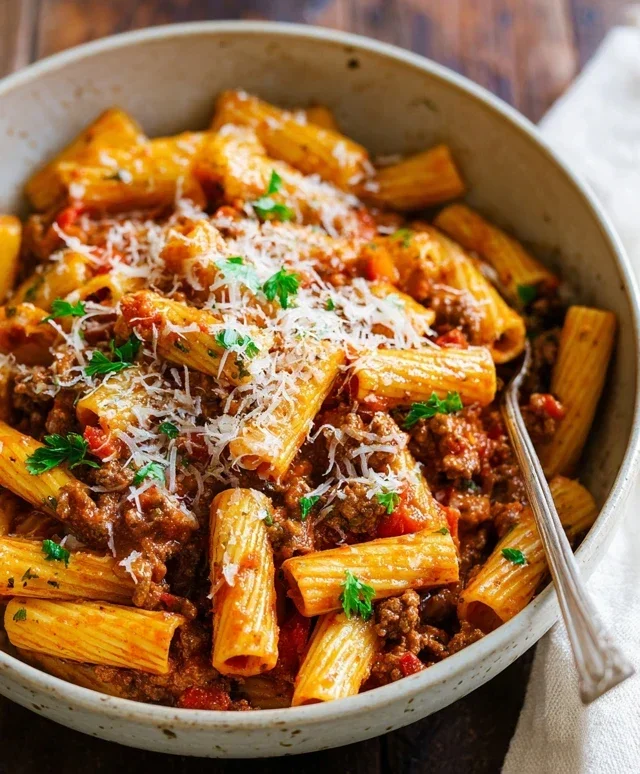 Beef Pasta in Tomato Sauce {Beef Ragu Pasta}