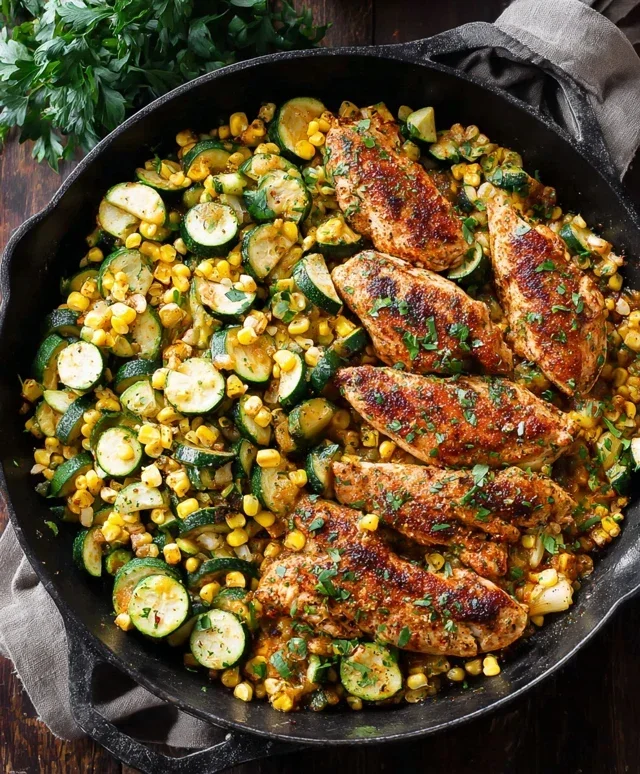 Garlic Butter Chicken with Zucchini and Corn - One-Pan, 30-Minute Meal