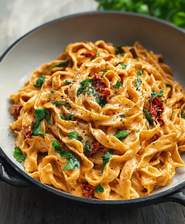 Vegan Creamy Sun Dried Tomato Pasta Recipe