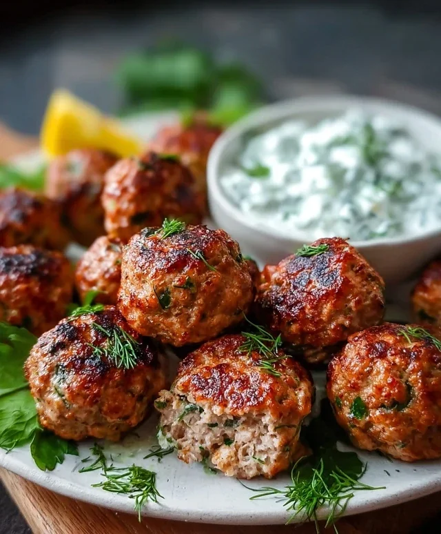 Greek Turkey Meatballs with Tzatziki