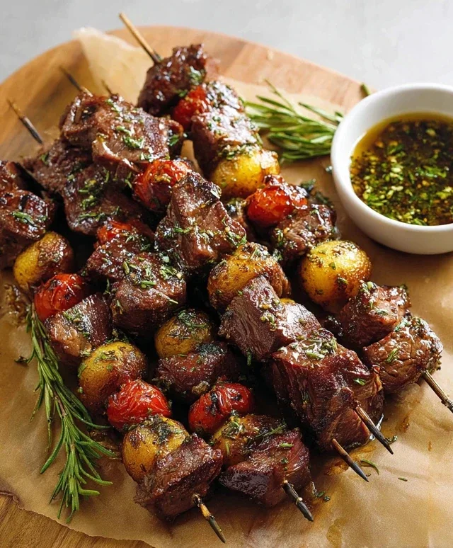 Rosemary Garlic Steak Kebabs