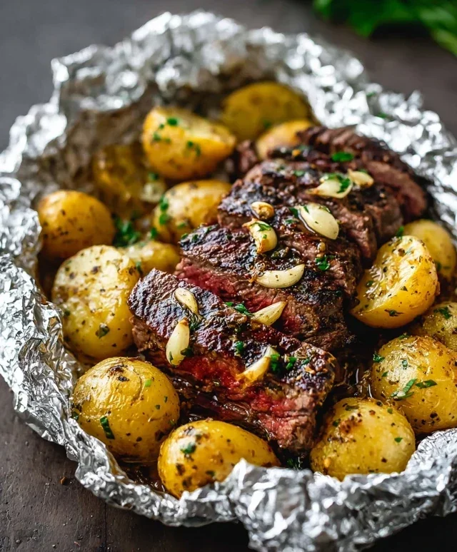 Garlic Steak & Potato Foil Packs