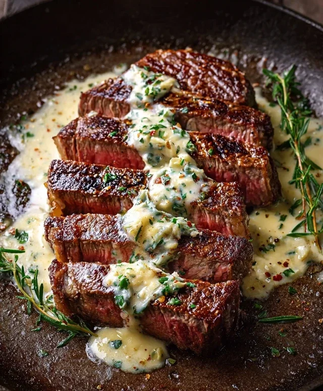 Garlic Butter Steak With Parmesan Cream Sauce