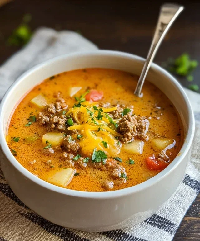 Cheesy Beef Beef Hamburger Potato Soup